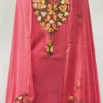 Summer cool ari work suit with heavy embroidered dupatta