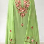 Summer cool ari work suit with heavy embroidered dupatta
