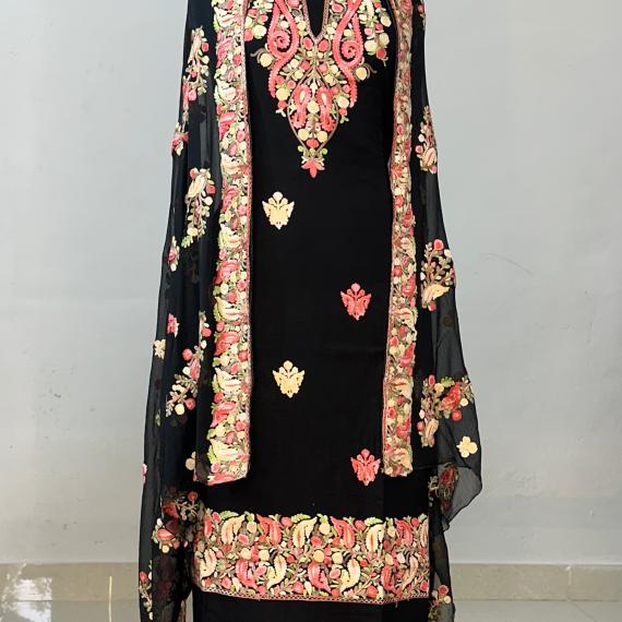 Reyon Cotton Kashmiri Suite with Stole and Heavy Ari Embroidery