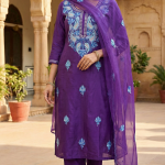 pure Upada silk suit with ari work dupatta and heavy embroidery